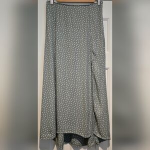 Women's Abercrombie & Fitch Green White Polka Dots Midi Skirt Hi Low Hem Size Sm